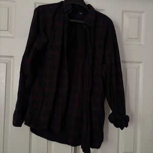 Uniqlo Men's Dark Plaid Shirt Jacket